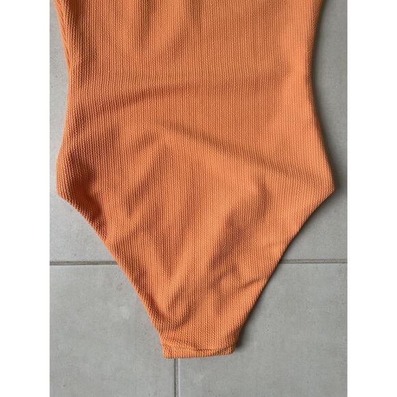 Jonathan Simkhai Swim One Piece Swimsuit Shayna Crinkle Papaya - Picture 7 of 8